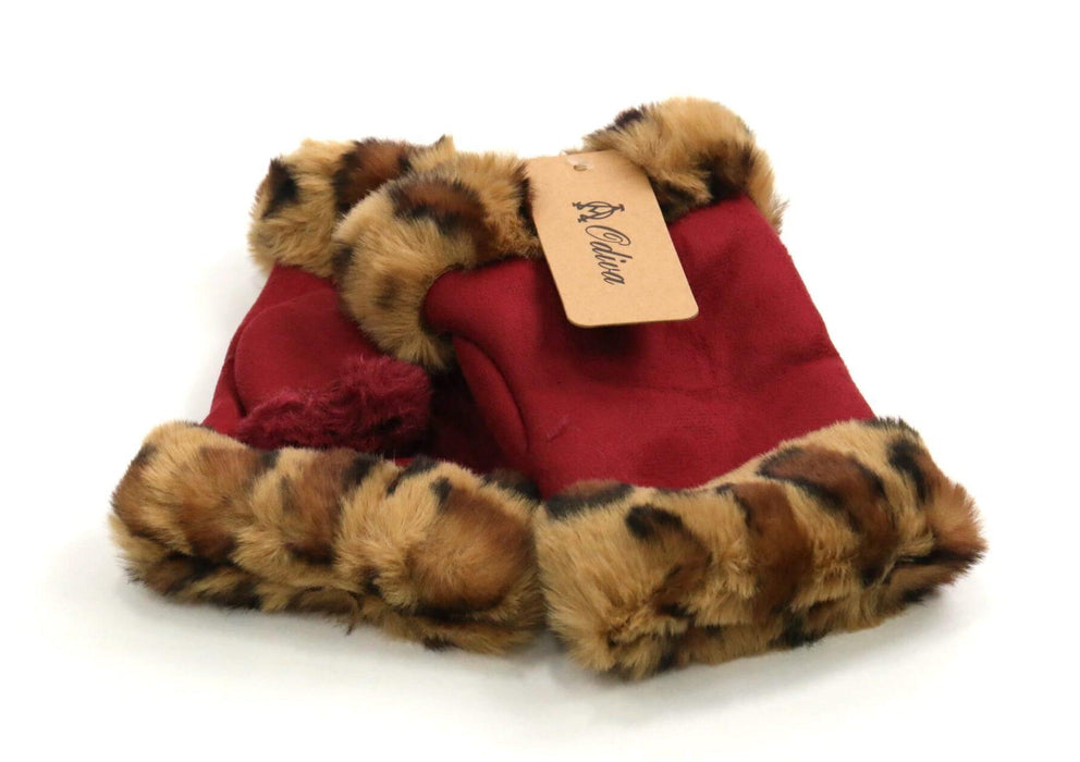 Fingerless Gloves with Cheeatah Fur Cuff #AO253 (PC)