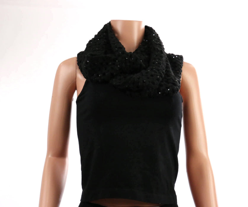 Sequin Knitted Infinity Scarf / Black #AO554 (PC)