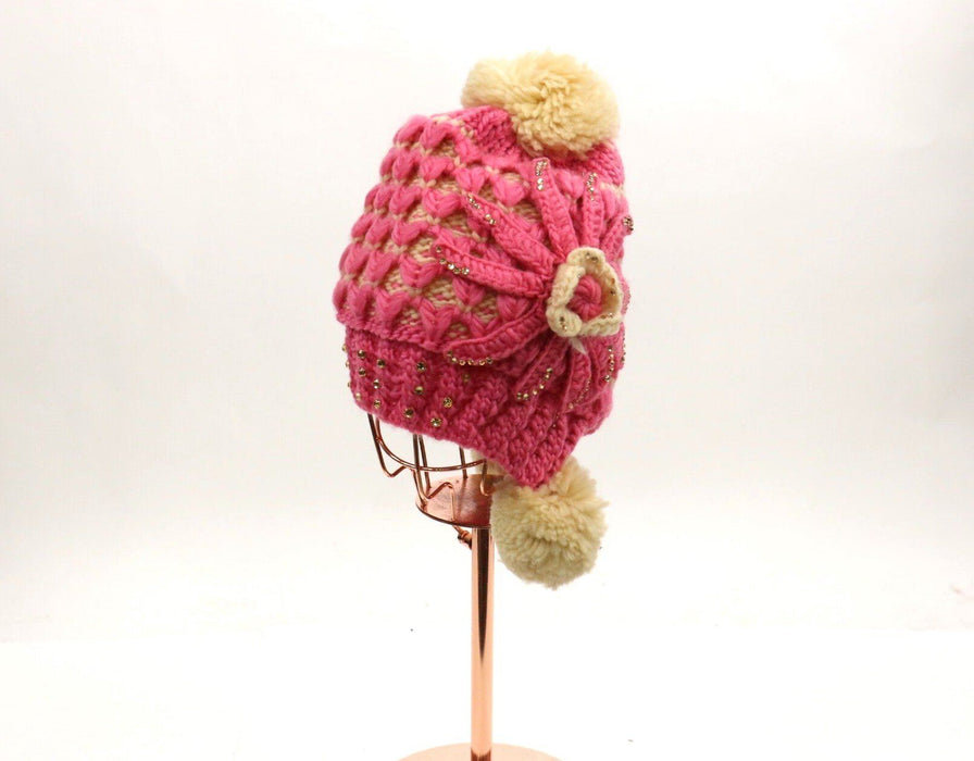 Knitted Rhinestone Pom Pom Beanie #FLOBEA4 (PC)