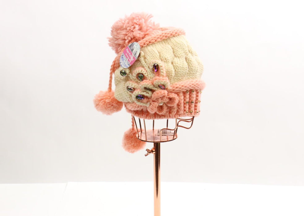 Knitted Rhinestone Pom Pom Beanie #WHWA12 (PC)