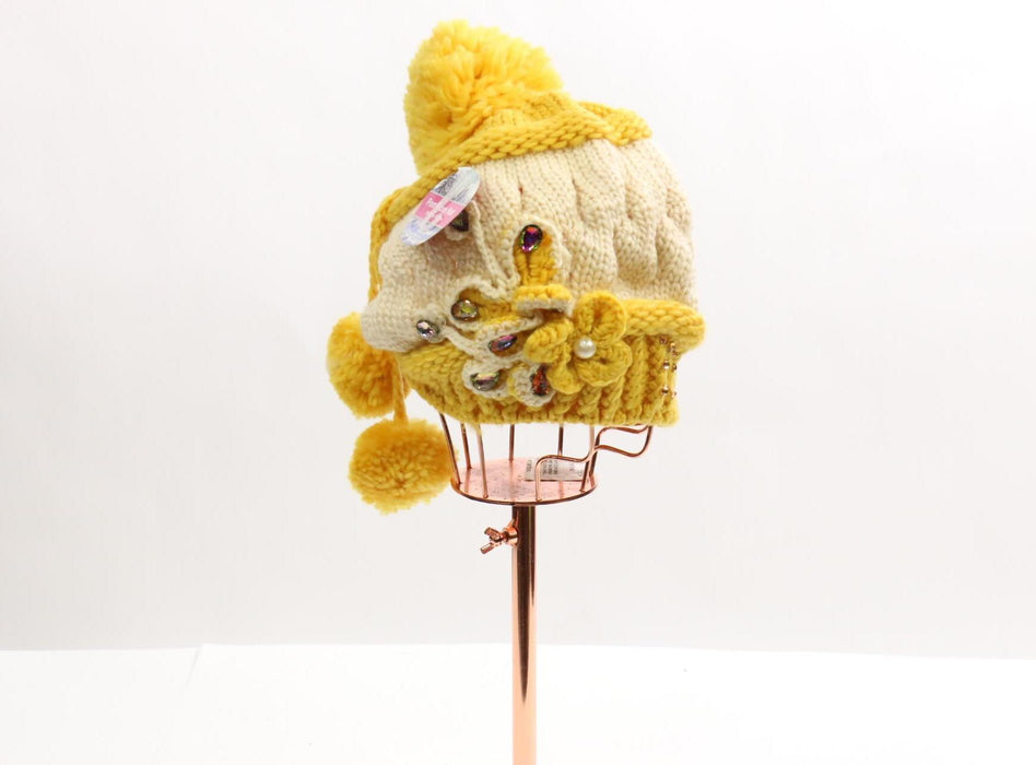 Knitted Rhinestone Pom Pom Beanie #WHWA12 (PC)