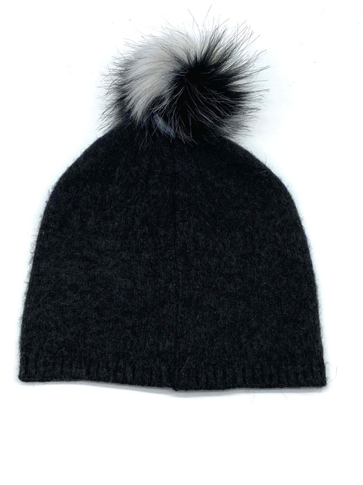 #GT2701 Ribbed Bottom Charcoal Beanie w/ Pom Pom