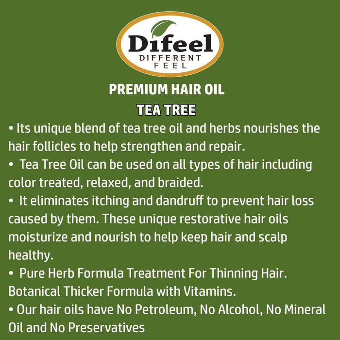 Difeel 99% Natural Premium Hair Oil Tea Tree Scalp Care 8oz