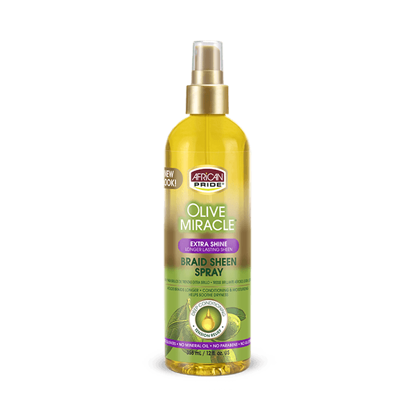 African Pride Olive Miracle Extra Shine Braid Sheen Spray 12oz