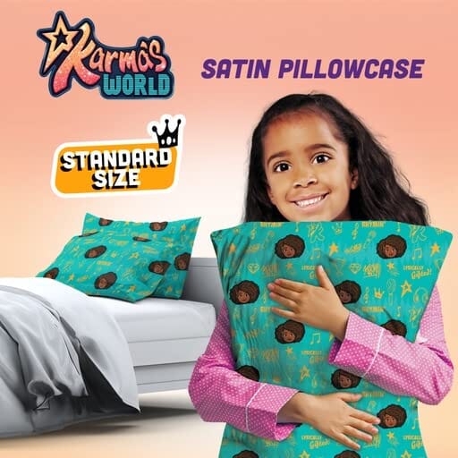 Karma's World Satin Pillowcase / Teal #1108